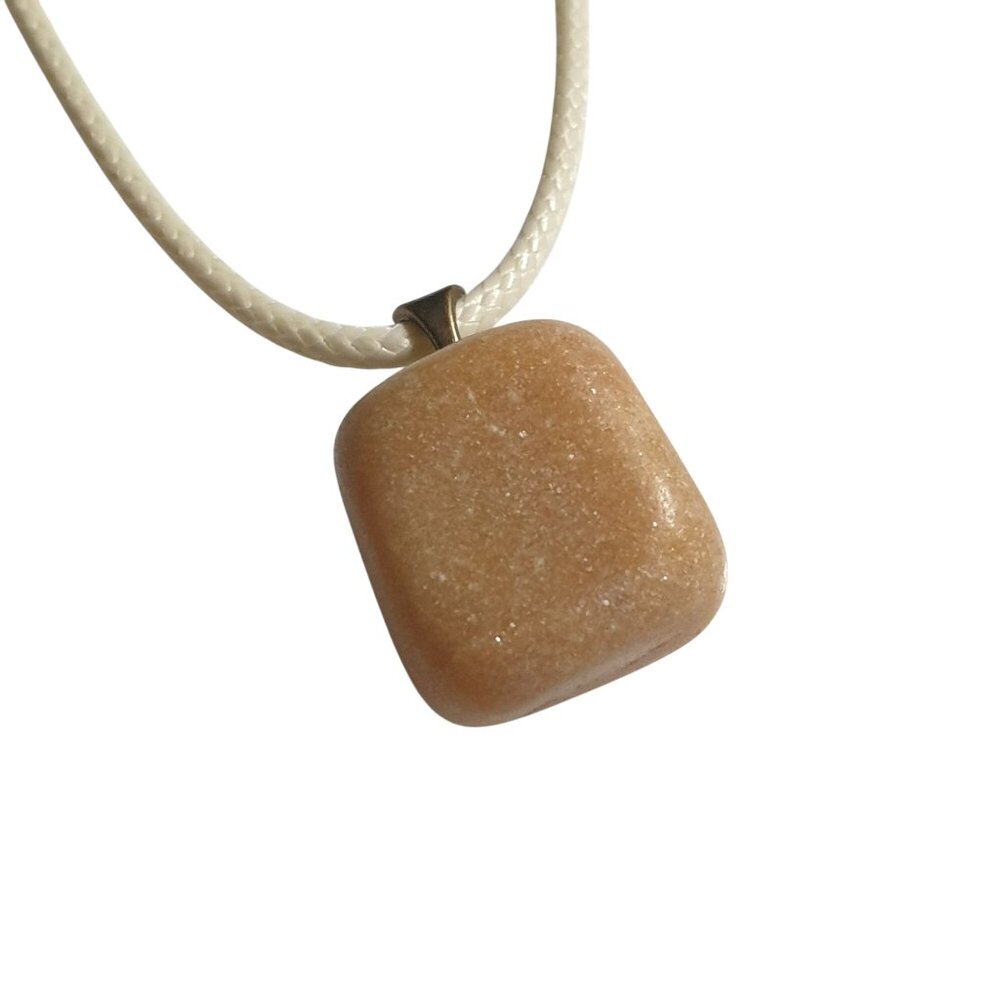 Polished Natural Stone Pendant Necklace Boho Beach Core Earth Tan Jewelry Gift
